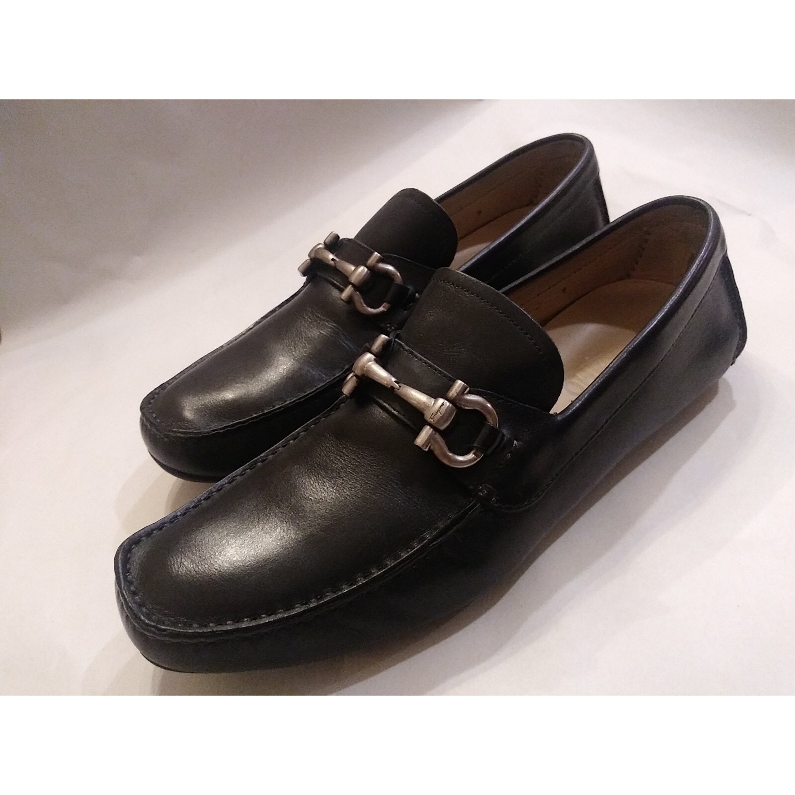 Salvatore Ferragamo Parigi Horse Beat Driving Moccasin Shoe, Black , Size 9m
